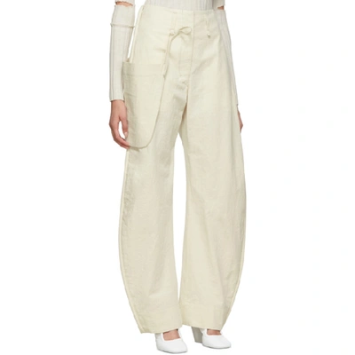 Shop Lemaire Off-white Chino Pocket Trousers