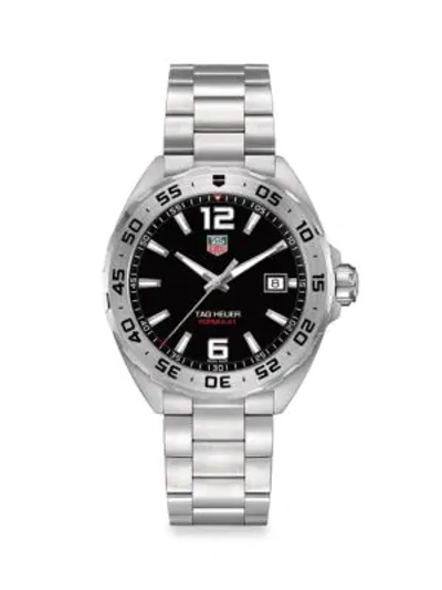 Shop Tag Heuer Formula 1 41mm Stainless Steel Quartz Bracelet Watch In Black