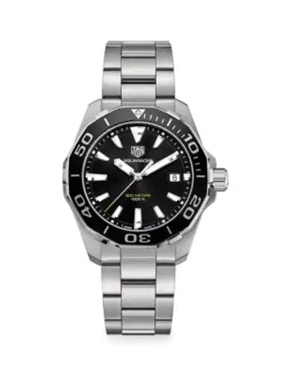 Shop Tag Heuer Aquaracer 41mm Stainless Steel & Black Aluminum Quartz Bracelet Watch