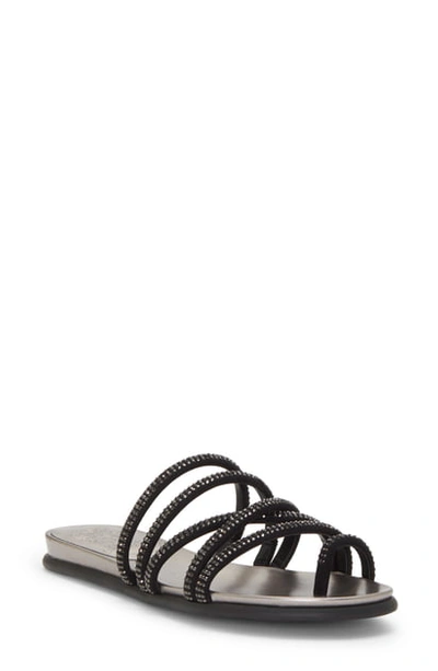 Shop Vince Camuto Ezzina Crystal Embellished Slide Sandal In Black Suede