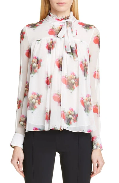 Shop Adam Lippes Floral Print Silk Blouse In Ivory Floral