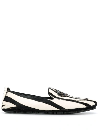 Shop Dolce & Gabbana Crown Striped Loafers - Black