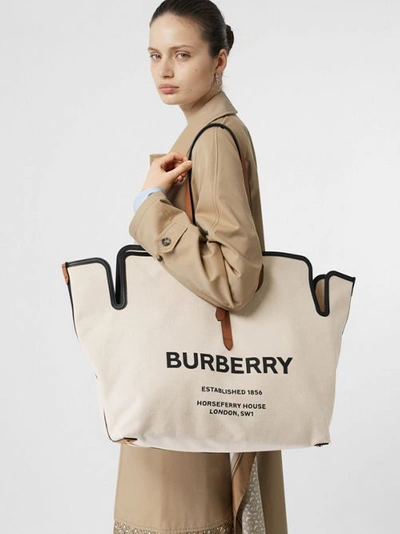 Shop Burberry The Large Soft Cotton Canvas Belt Bag In Malt Brown