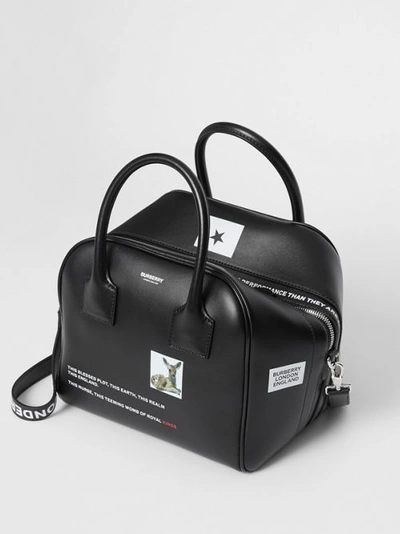 Shop Burberry Small Montage Print Leather Cube Bag In Black