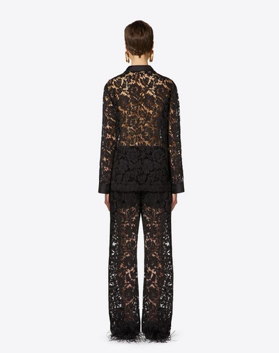 Shop Valentino Heavy Lace Pajama Shirt In Black