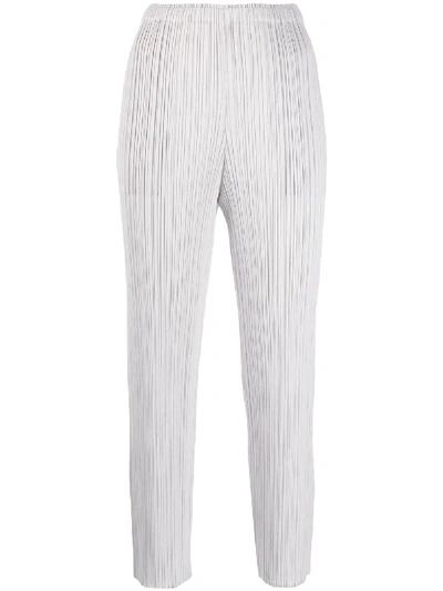 Shop Issey Miyake Pleats Please By  Gerade Cropped-hose - Nude In Neutrals