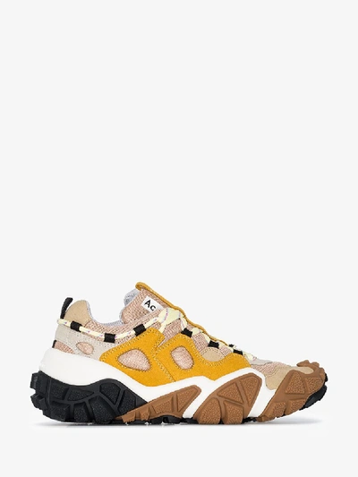 Shop Acne Studios Beige, Yellow And Amber Boltzer Suede Technical Sneakers In Orange