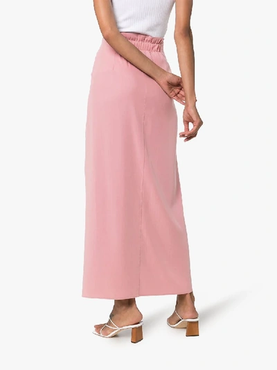 Shop Nanushka Button-down Maxi Skirt In Dusty Pink