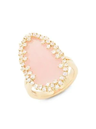 Shop Suzanne Kalan 18k Yellow Gold, Pear Rose Quartz & White Sapphire Ring