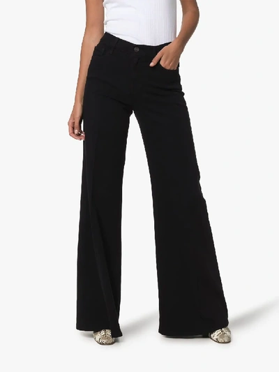 Shop Frame Le Palazzo Wide-leg Jeans In Black