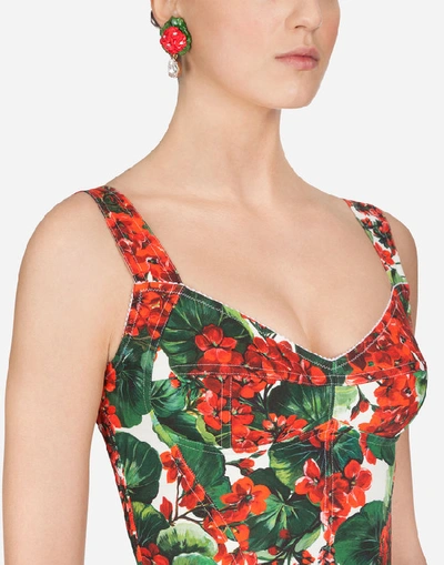 Shop Dolce & Gabbana Portofino-print Cady Bustier Top In Floral Print