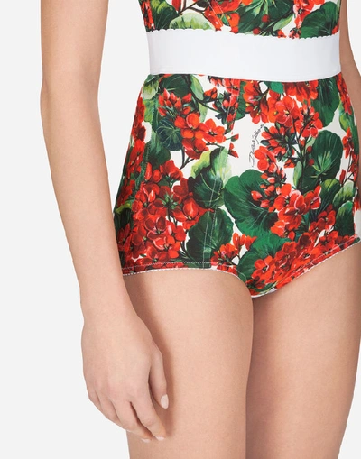 Shop Dolce & Gabbana High-waisted Panties In Portofino-print Cady In Floral Print