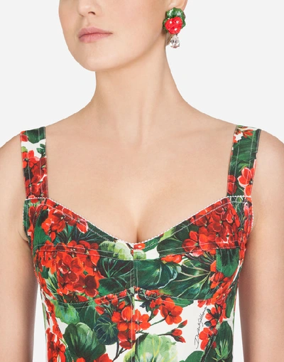 Shop Dolce & Gabbana Portofino-print Cady Midi Bustier Dress In Floral Print