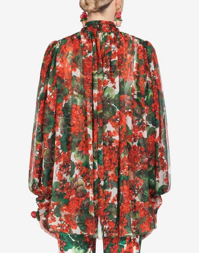 Shop Dolce & Gabbana Portofino-print Chiffon Blouse In Floral Print