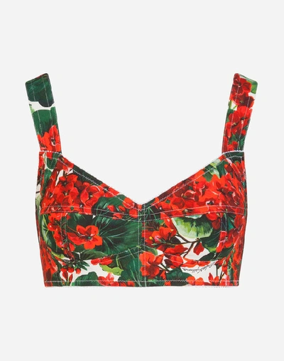 Shop Dolce & Gabbana Portofino-print Cady Bustier Crop Top In Floral Print