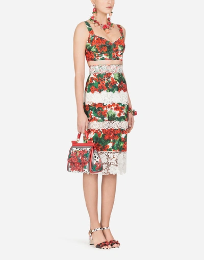 Shop Dolce & Gabbana Portofino-print Cady Bustier Crop Top In Floral Print