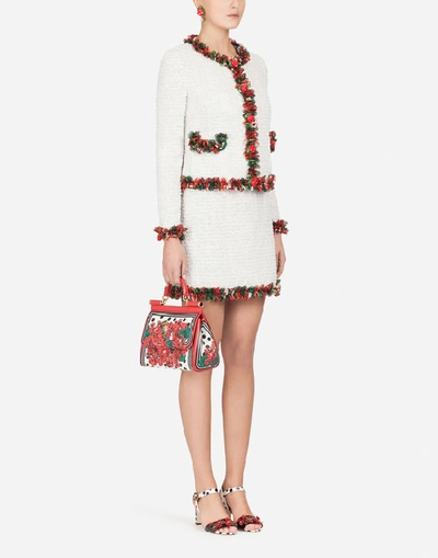Shop Dolce & Gabbana Short Bouclé Skirt In White