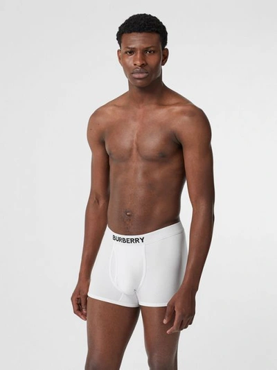 Shop Burberry Cotton Boxer Shorts In White