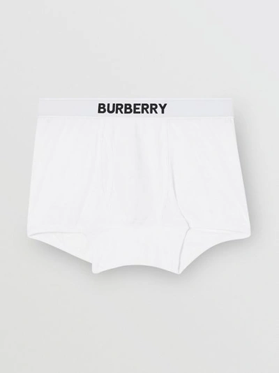 Shop Burberry Cotton Boxer Shorts In White
