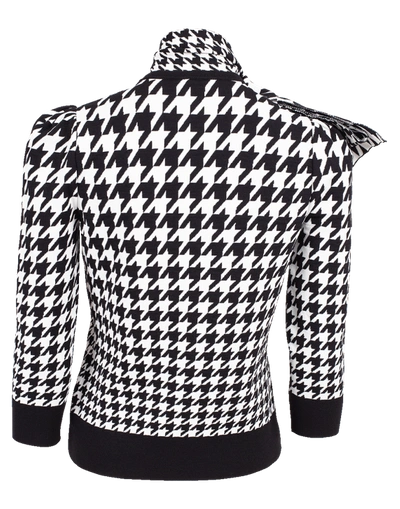 Shop Alexander Mcqueen Houndstooth Neck Tie Sweater In Ivry-blk