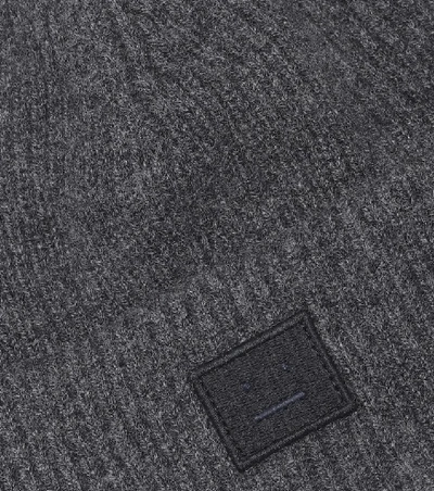 Shop Acne Studios Face Wool-blend Beanie In Grey