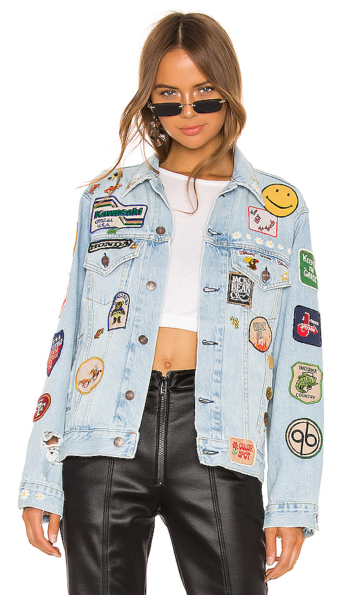 oversized embellished denim jacket