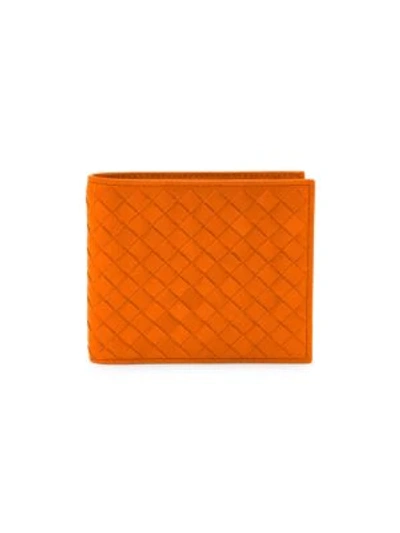 Shop Bottega Veneta Men's Leather Woven Wallet In Burned Orange