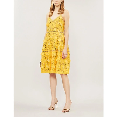 Shop Michael Michael Kors Floral Guipure-lace Dress In Golden Yellow 709