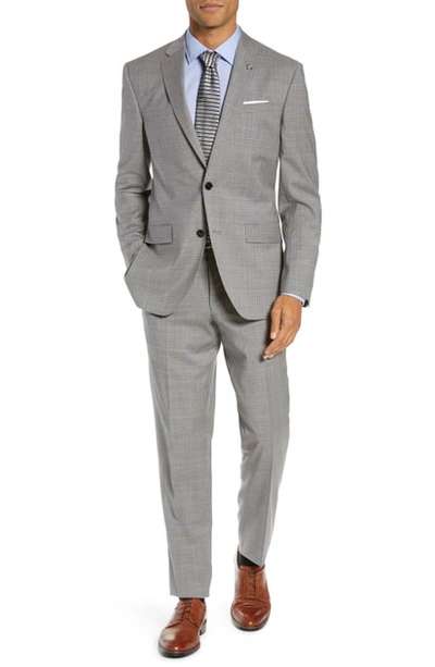 Shop Ted Baker Jay Trim Fit Plaid Wool Suit In Light Grey