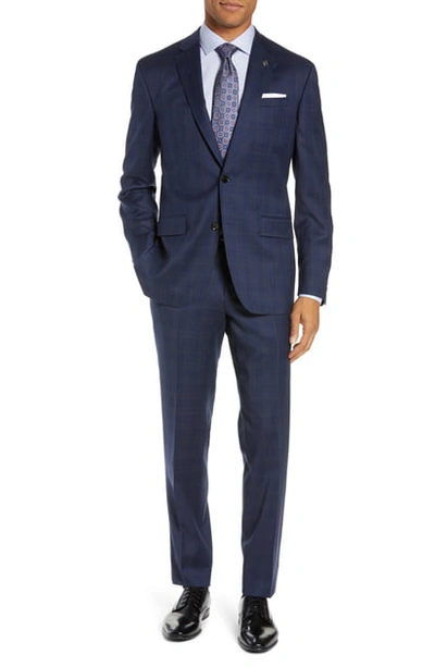 Shop Ted Baker Jay Trim Fit Plaid Wool Suit In Blue