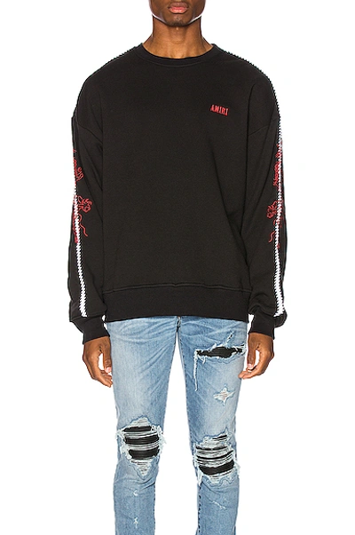 Shop Amiri Dragon Outline Crewneck In Tar