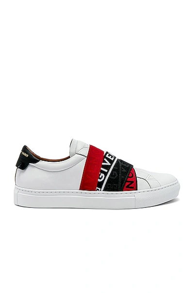 Shop Givenchy Elastic Webbing Sneakers In White, Red & Black