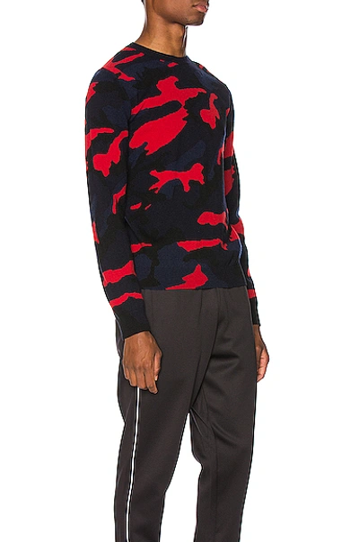 Shop Valentino Pullover In Navy Camo & Red