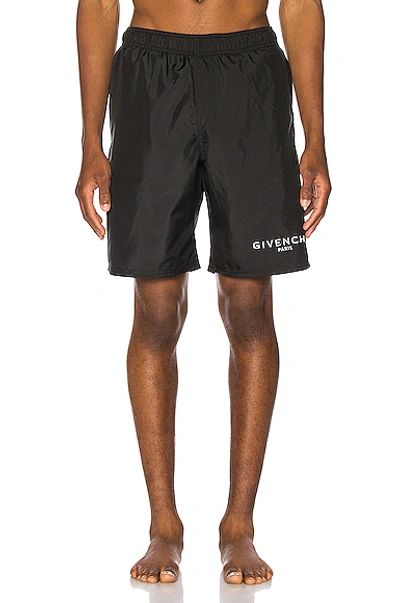 Shop Givenchy Flat Classic Swim Bermuda Short In Black