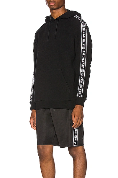 Shop Givenchy Logo Bands Hoodie In Black