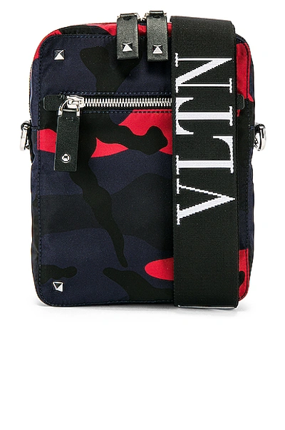 Shop Valentino Messenger Bag In Blue,camo,red In Marine & Red