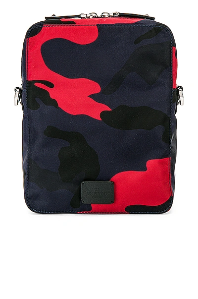 Shop Valentino Messenger Bag In Blue,camo,red In Marine & Red