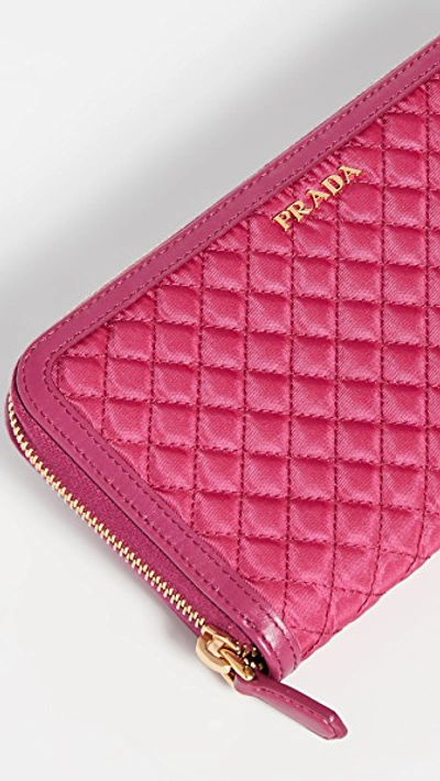 Pre-owned Prada Pink Tessuto Zip Around Wallet