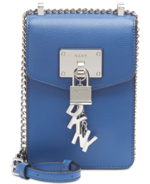 dkny elissa pebble leather charm chain strap crossbody