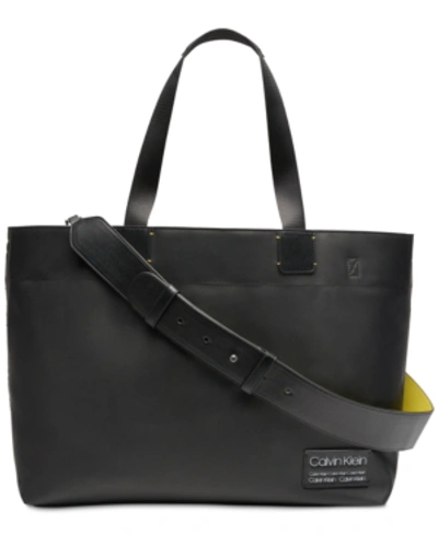 Shop Calvin Klein Tannya Extra-large Logo Tote In Black/silver