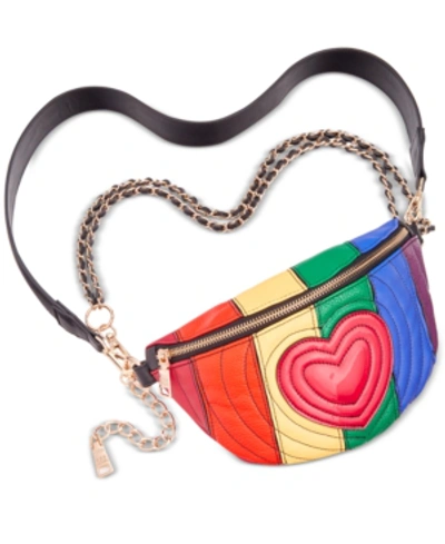 Shop Steve Madden Convertible Love Belt Bag In Rainbow/gold