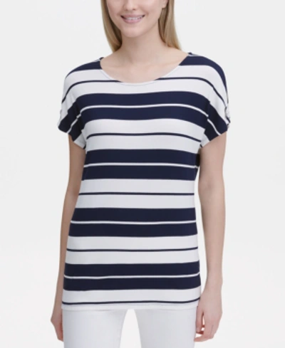 Shop Calvin Klein Striped Tunic Top In Twilight Multi