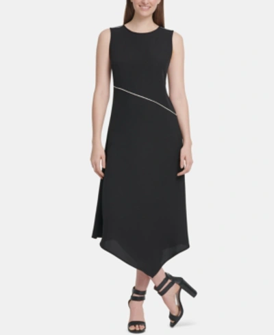 Shop Dkny Asymmetrical-hem Dress In Black