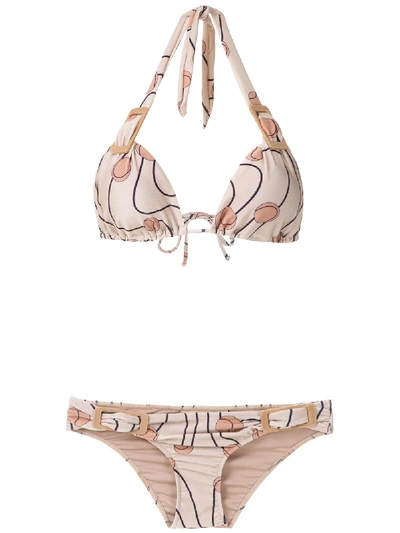 Shop Adriana Degreas Abstract Print Bikini In Neutrals