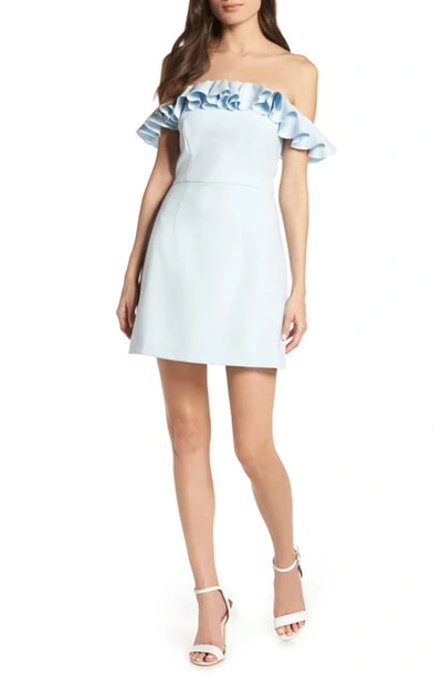 Shop French Connection Whisper Light Off The Shoulder Ruffle Dress In Light Dream Blue