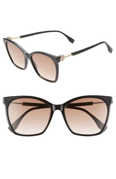 Shop Fendi 57mm Gradient Square Sunglasses - Black