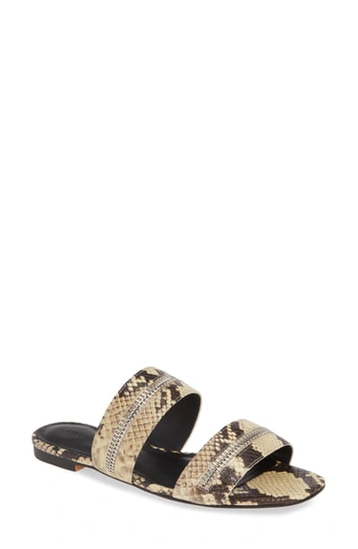 Shop Rebecca Minkoff Marciann Snake Embossed Slide Sandal In Butter Exotic