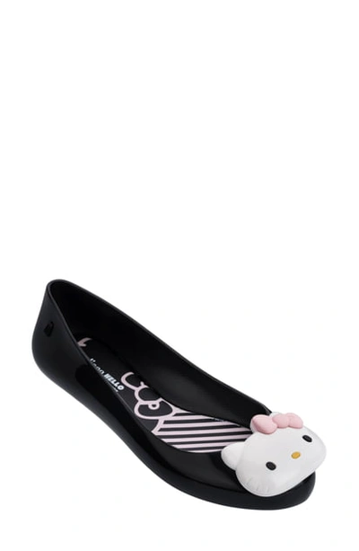 Shop Melissa Hello Kitty Flat In Black/ White