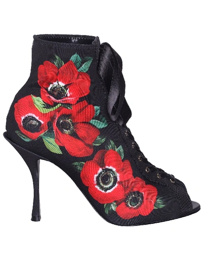 Shop Dolce & Gabbana Printed Jersey Boots In Anemoni Fdo Nero