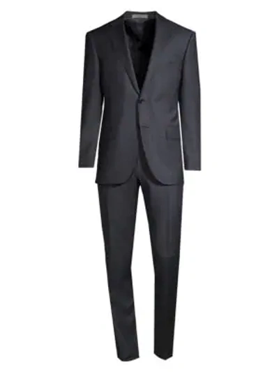 Shop Corneliani Leader Regular-fit Wool Suit In Dark Grey Check
